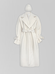 Пальто Agdali Brand длинное однотонное на две пуговицы с завязками на рукавах