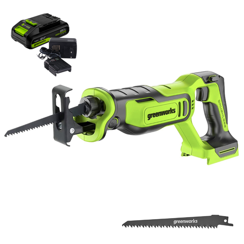 Сабельная пила Greenworks GPT-BLRS-1K2 24V (115 мм) аккумуляторная, с АКБ 2 А/ч и ЗУ