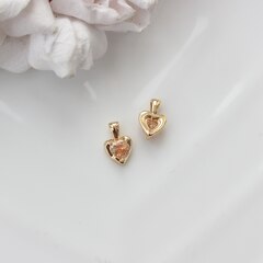 Подвеска Сердце с персиковым фианитом, 12*8 мм, позолота, П311