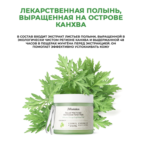 Увлажняющие тонер-диски RELEAF MILD ACIDIC WORMWOOD TONER PADS, 140мл (70 шт)