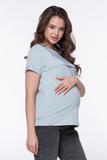 Футболка для беременных и кормящих 18072 серо-голубой