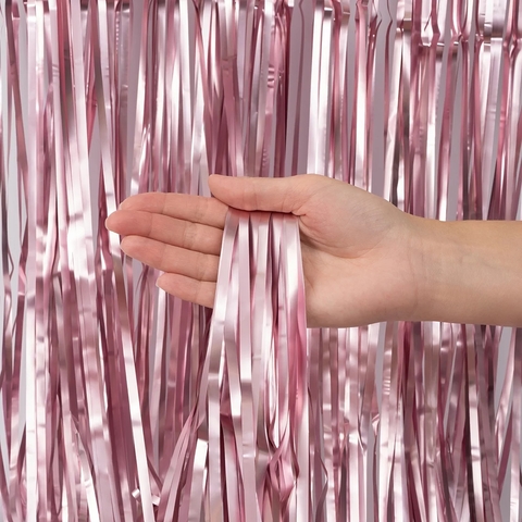 Дождик розовый, матовый металл, 3*200 см