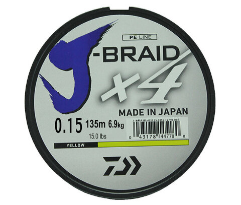 Купить шнур плетеный Daiwa J-Braid X4 135м 0,15мм желтая