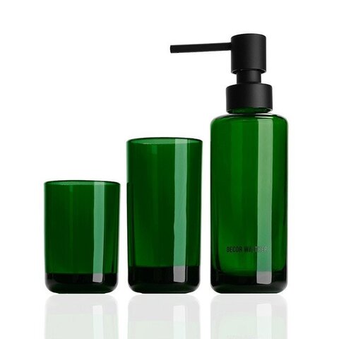 Decor Walther 0940065 Decor Walther POP UP Набор: стакан, дозатор, держатель зубных щеток, стекло, цвет черный матовый/матовая сталь