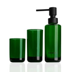 Decor Walther 0940065 Decor Walther POP UP Набор: стакан, дозатор, держатель зубных щеток, стекло, цвет черный матовый/матовая сталь фото