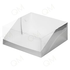 Коробка под торт с пластиковой крышкой 235*235*100 мм серебро, 10 шт