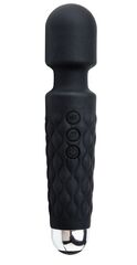 Черный перезаряжаемый wand-вибратор - 20,5 см. - 