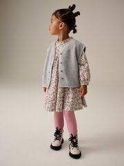 Платье и жилет в комплекте для девочки Next B61-981, Серый, Розовый