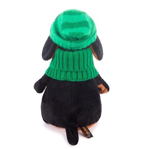Пес Ваксон в зеленой шапке и шарфе