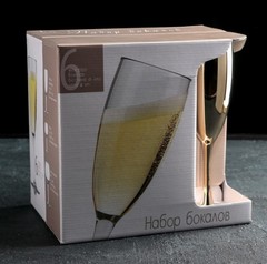 Набор бокалов для шампанского «Золото», 170 мл, 6 шт, фото 1