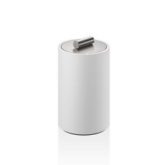 Decor Walther 0971355 Decor Walther Stone DMD M Баночка универсальная 13x8см, с крышкой, цвет: белый / сталь матовая фото