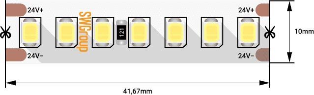 Светодиодная лента SWG 17,3W/m 168LED/m 2835SMD теплый белый 5M 003490