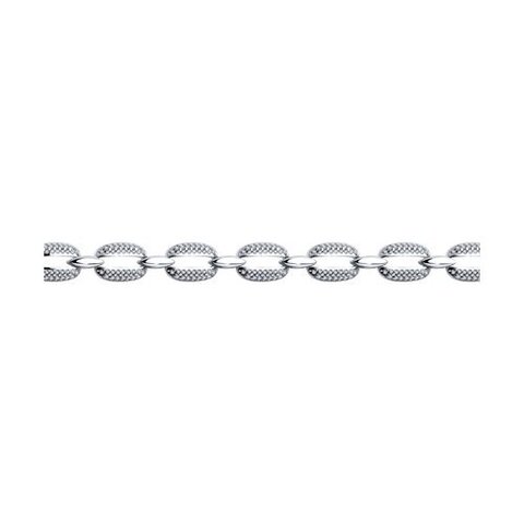 94050909 - Массивный серебряный браслет в форме звеньев цепи с фианитами