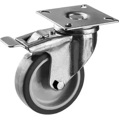 ЗУБР d 75 мм, г/п 60 кг, резина/полипропилен, термопластичное поворотное колесо c тормозом,Профессионал(30946-75-B)