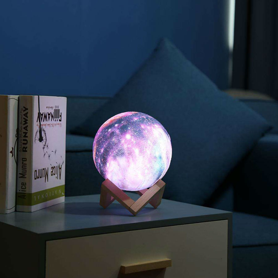 Светильник-ночник лампа Луна - 3d Moon Lamp, 15 см с пультом, белый