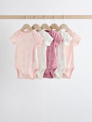 Боди с коротким рукавом для малышей Next N95-308, 5 шт., Молочный, Розовый