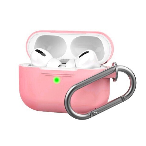 Силиконовый чехол Hang Silicon case LE с карабином для AirPods Pro (Розовый / pink)