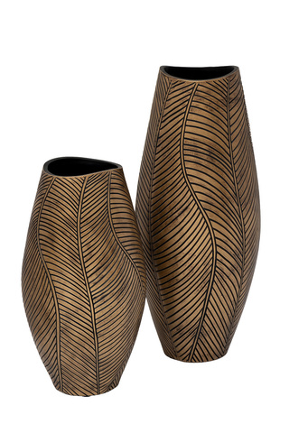 Кашпо d22x40см Garda Decor коричневое с золотом ZS2104-15