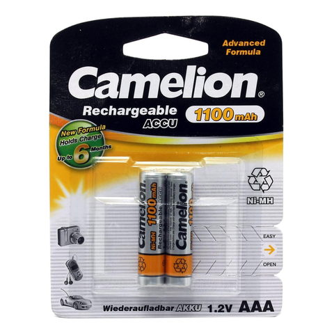 Аккумулятор Camelion AAA (NH-AAA1100BP2), 1,2В, емкость 1100мАxч, 2шт/уп