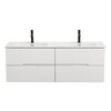 Cezares DUET-N-1400-4C-SO-2-BL DUET-N База под раковину подвесная с четырьмя выкатными ящиками для раковины с двумя чашами, Bianco Lucido, 1400x450x500, DUET-N-1400-4C-SO-2-BL