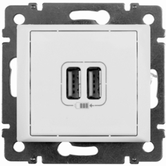 Механизм розетки USB 2-м Valena Life 240В/5В 1500мА с лицевой панелью бел. Leg 753412