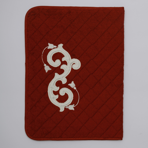 Коврик для ванной 50х70 Old Florence Ricciolo бордовый с бежевой аппликацией