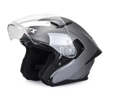 Шлем (открытый со стеклом)  GTX 885-1 серый матовый S