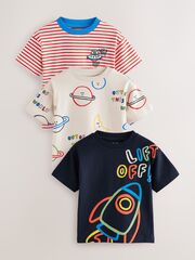 Футболка для мальчика Next E63-184, 3 шт., Красный, Бежевый, Темно-синий
