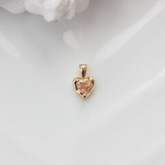 Подвеска Сердце с персиковым фианитом, 12*8 мм, позолота, П311
