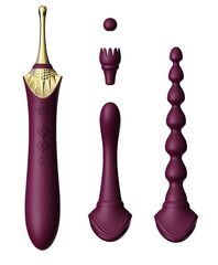 Вибратор клиторальный Zalo Bess 2 сливовый с 4 насадками