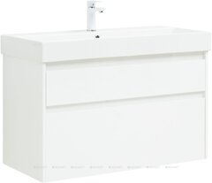 Aquanet 291826 Тумба с раковиной Nova Lite 100 2 ящ. (SLIM SYNERGY) цв. бел. глянец (291826) фото