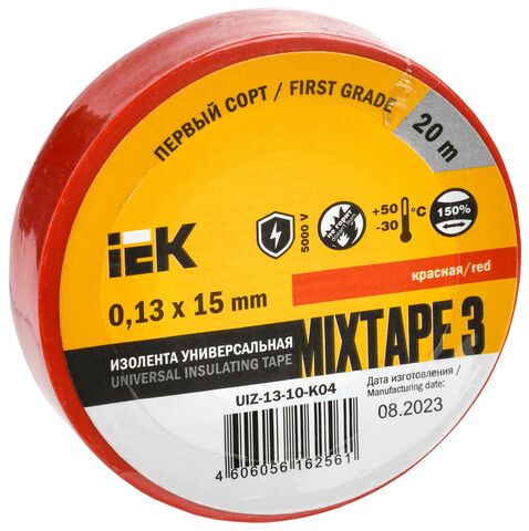 MIXTAPE BASIC Изолента 0,13х15мм красная 20м IEK