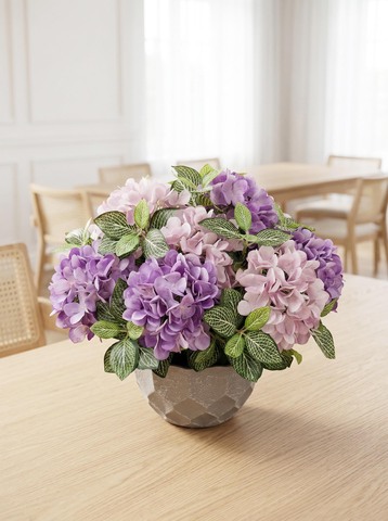 Гортензия лилово-фиолетовая в горшке искусственная