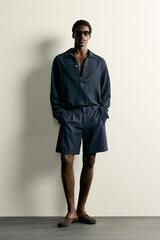 ZARA ШОРТЫ СО СКЛАДКАМИ REGULAR FIT, МОРСКОЙ СИНИЙ