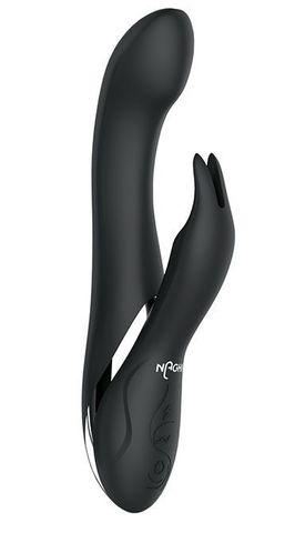 Черный вибратор-кролик NAGHI NO.33 RECHARGEABLE DUO VIBRATOR - 23 см. - Tonga Naghi by Tonga 530033