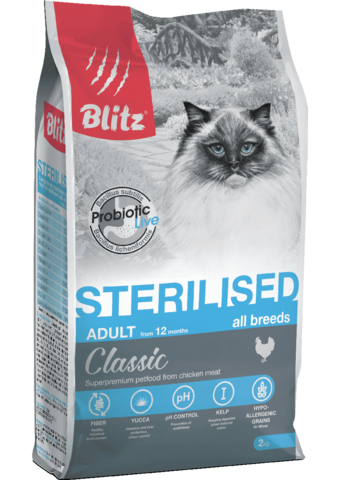 Blitz Sterilised сухой корм для стерилизованных кошек (курица) 2 кг