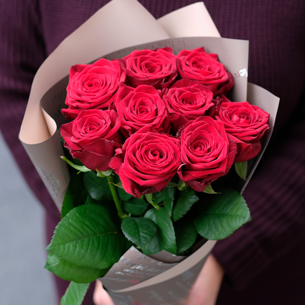 Купить небольшой букет 9 красных роз Пермь доставка заказ онлайн