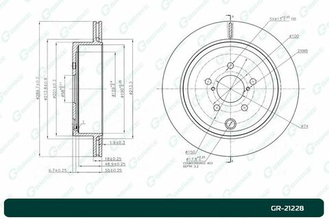 Диск тормозной вентилируемый G-brake  GR-21228