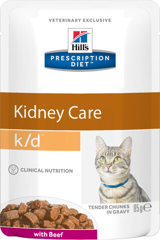 купить хиллс Hill’s™ Prescription Diet™ Feline k/d™ Kidney Care with Beef пауч (влажный корм) для взрослых кошек с говядиной, диетический рацион при заболеваниях почек, МКБ (оксалаты, ураты)