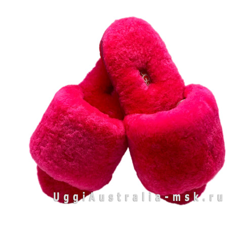 UGG FLUFF SLIDE SLIPPERS WATERMELON RED