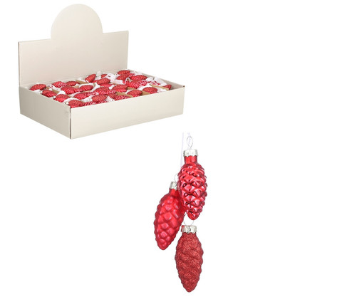 Набор елочных игрушек 48шт House of Seasons Связка из 3х шишек Классический красный