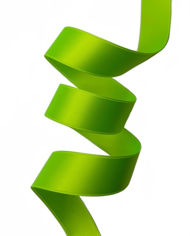 Атласная двусторонняя лента, цвет: зелёный неоновый, ширина: 25мм