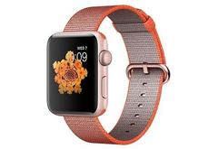 Apple Watch Series 2, 42 мм, корпус из алюминия цвета розовое золото, ремешок из плетёного нейлона цвета оранжевый космос/антрацит