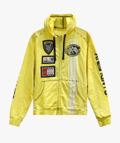The Saints Sinphony | Худи мужское EMBROIDERED RACER FRENCH TERRY HOODED SWEATSHIRT YELLOW TS2446 перед