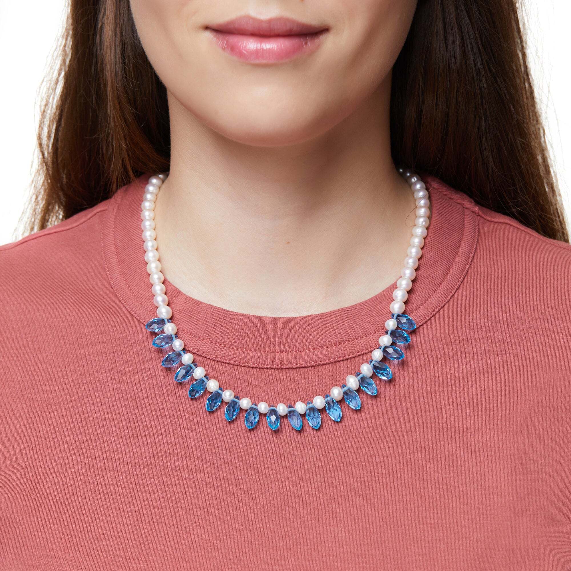 Колье Pearly Crystal Necklace - Blue