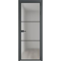 Алюминиевая дверь 3AХ серая ночь остеклённая
