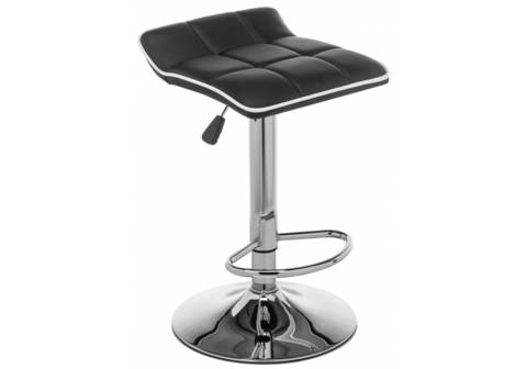 Барный стул Fera 40*40*64 - 84 Черный кожзам /Хромированный металл каркас