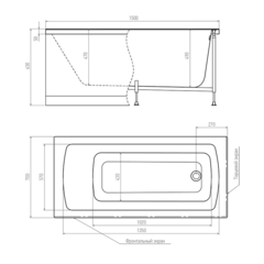 Ванна акриловая прямоугольная Alex Baitler Garda  150*70 с ножками