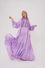 Платье с рюшами лиловое