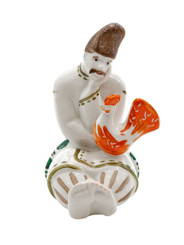 Гуцул с петухом. Художник  В.Трегубова. Украина.СССР.  Клеймо «Коростень»